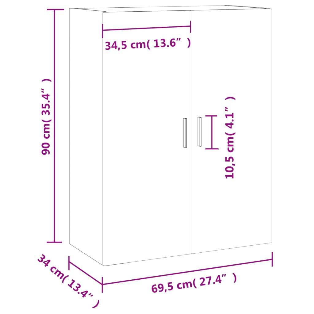 vidaXL Wandschrank Braun Eichen-Optik 69,5x34x90 cm