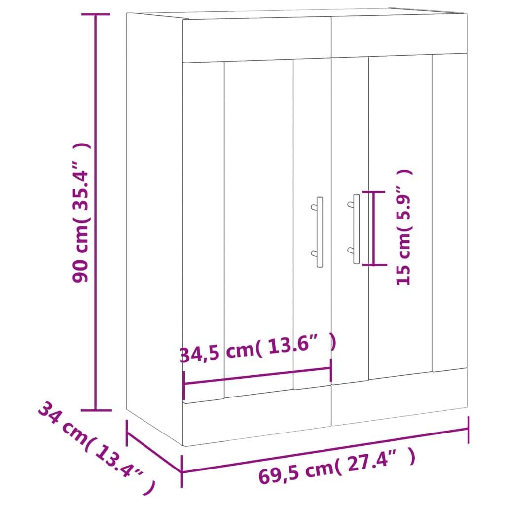 vidaXL Wandschrank Räuchereiche 69,5x34x90 cm