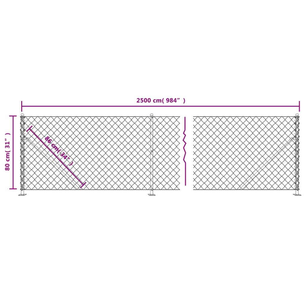 vidaXL Maschendrahtzaun mit Bodenflansch Grün 0,8x25 m