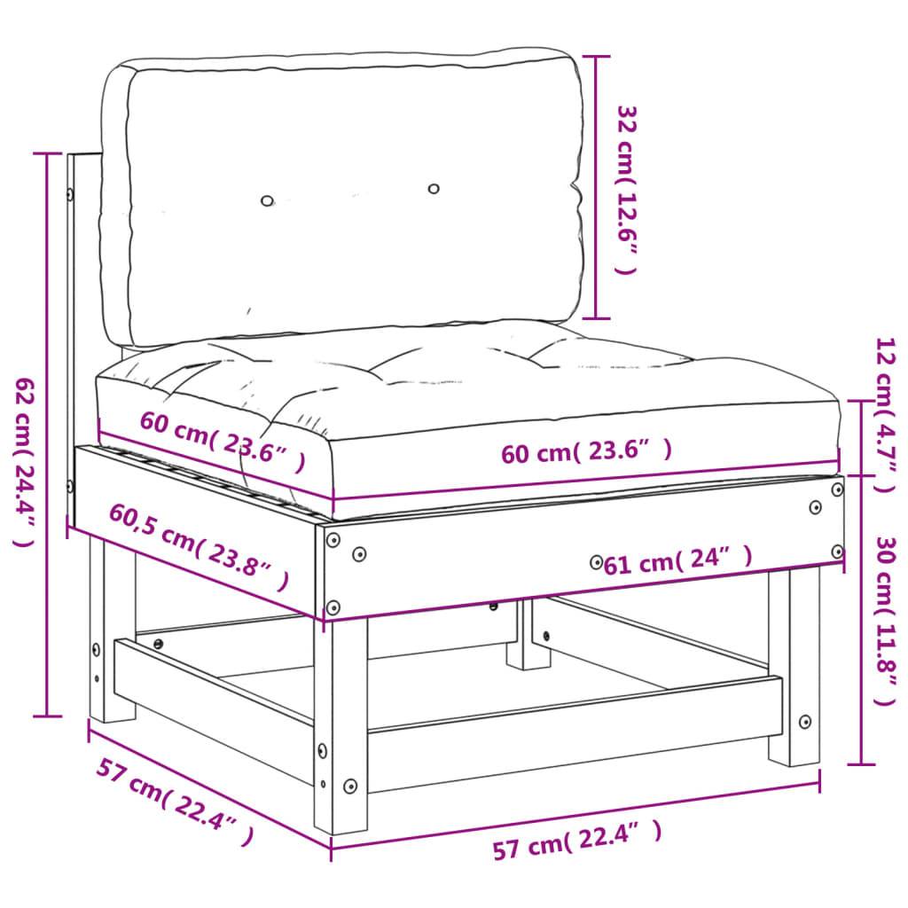 vidaXL Mittelsofa mit Kissen Massivholz Douglasie