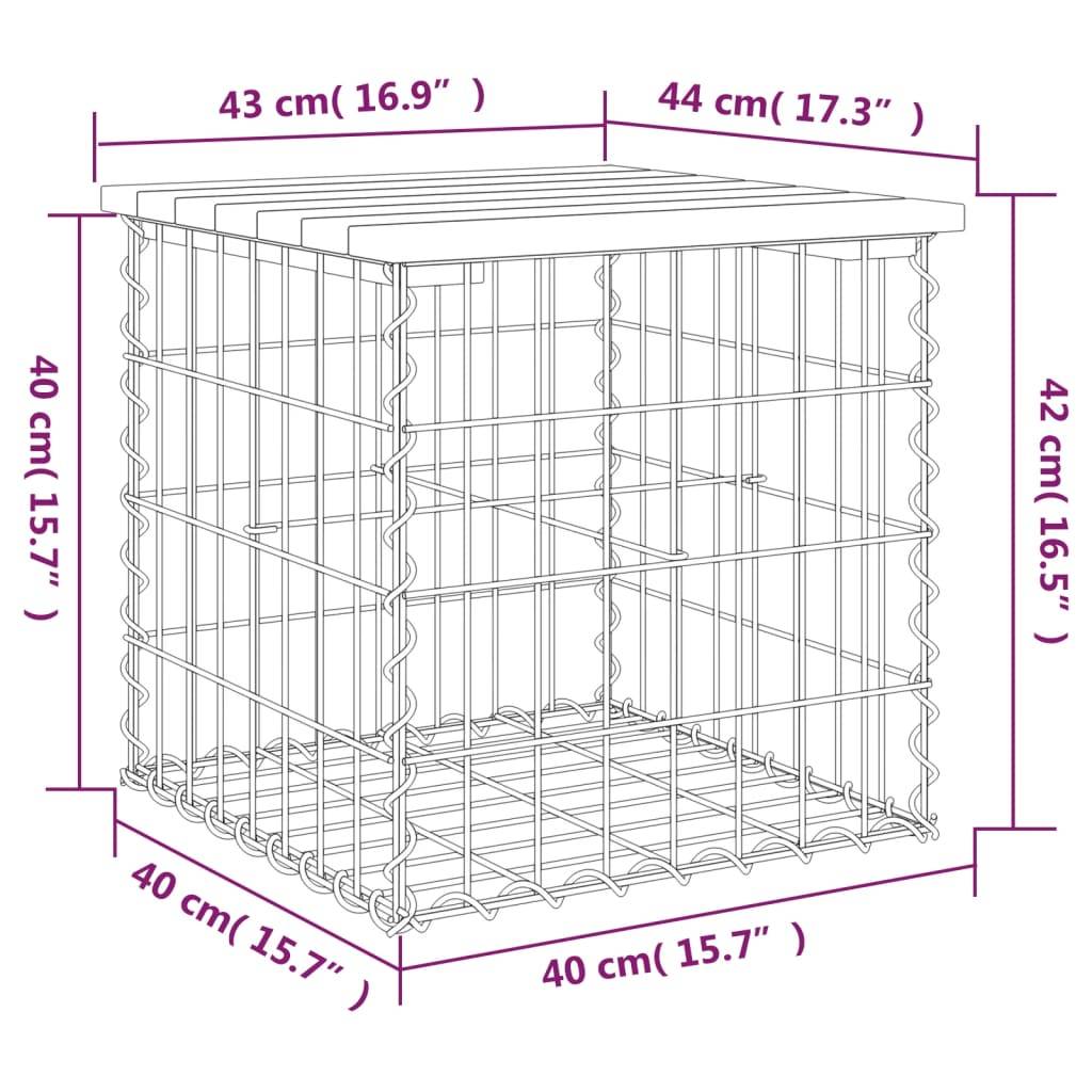 vidaXL Gartenbank aus Gabionen 43x44x42 cm Kiefernholz Imprägniert