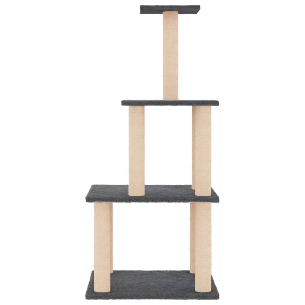vidaXL Kratzbaum mit Sisal-Kratzsäulen Dunkelgrau 111 cm