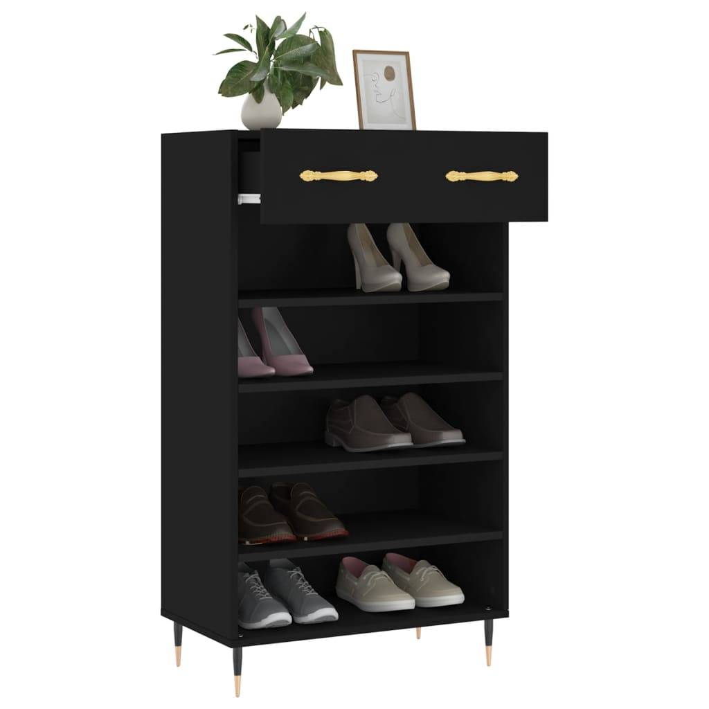vidaXL Schuhschrank Schwarz 60x35x105 cm Holzwerkstoff