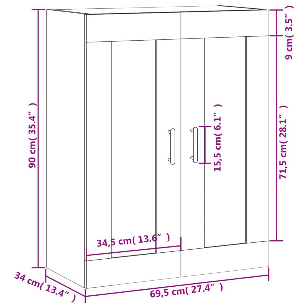 vidaXL Wandschrank Betongrau 69,5x34x90 cm Holzwerkstoff