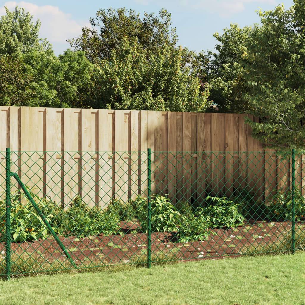 vidaXL Maschendrahtzaun mit Bodenflansch Grün 0,8x25 m
