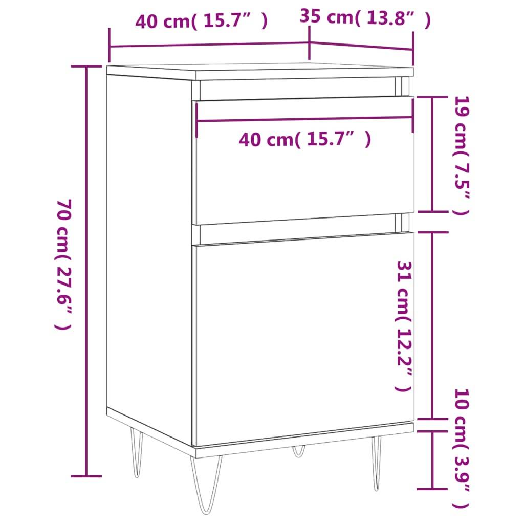 vidaXL Sideboards 2 Stk. Hochglanz-Weiß 40x35x70 cm Holzwerkstoff