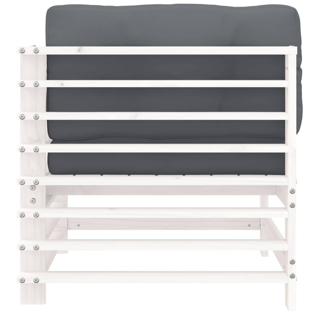 vidaXL Ecksofa mit Kissen Weiß Massivholz Kiefer