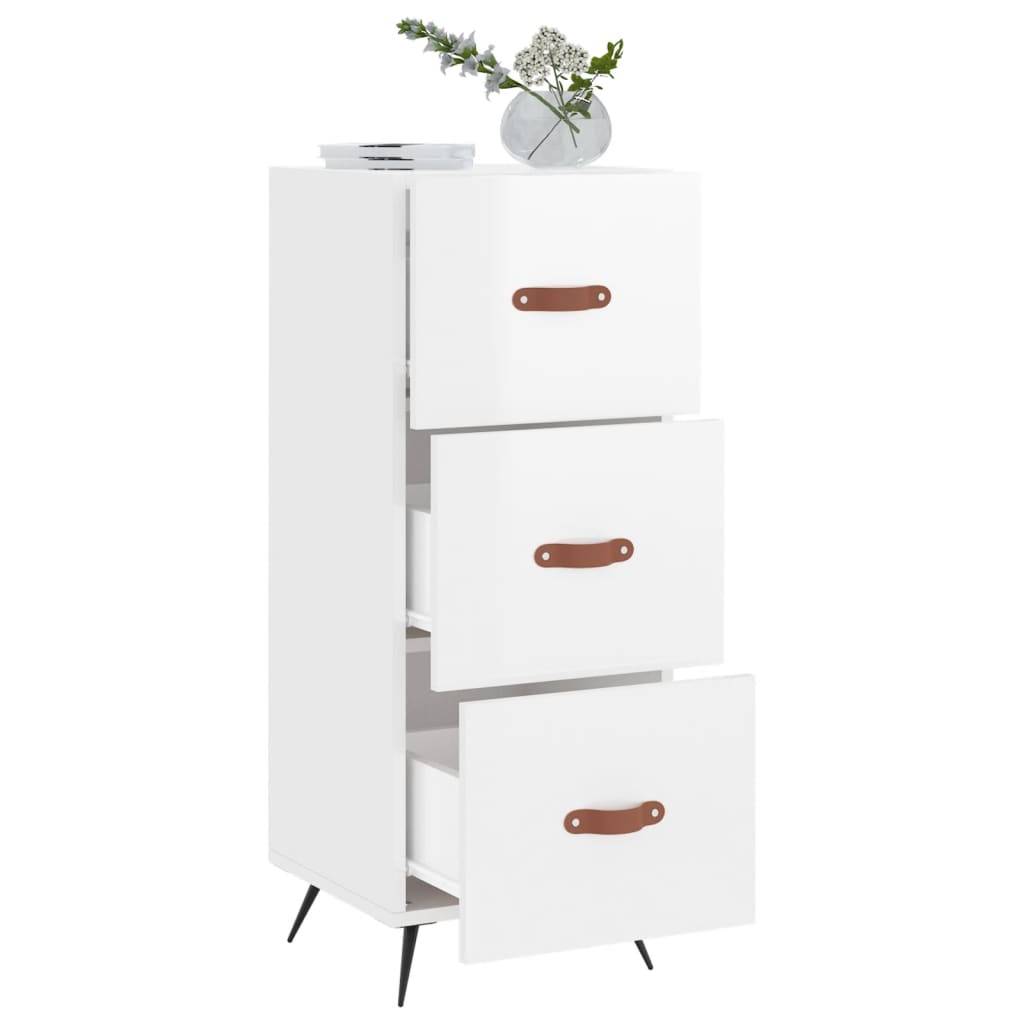 vidaXL Sideboard Hochglanz-Weiß 34,5x34x90 cm Holzwerkstoff
