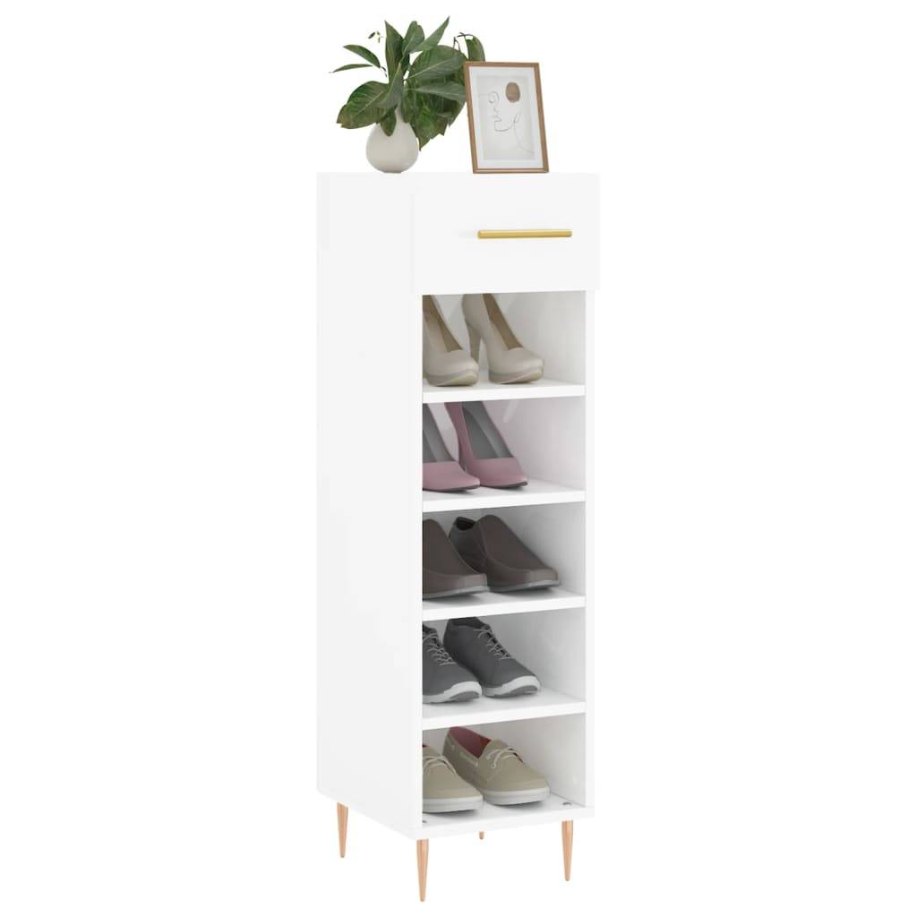 vidaXL Schuhschrank Hochglanz-Weiß 30x35x105 cm Holzwerkstoff