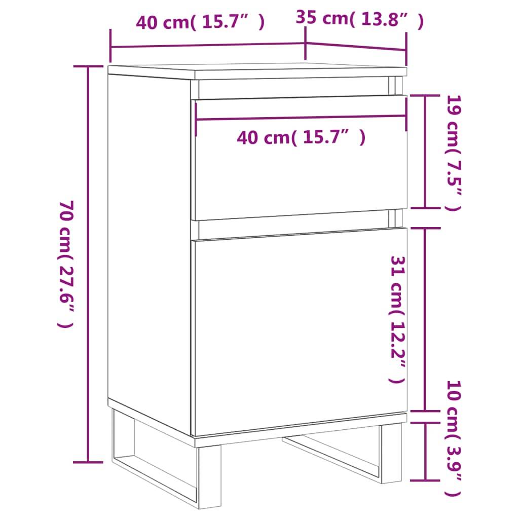 vidaXL Sideboards 2 Stk. Braun Eichen-Optik 40x35x70 cm Holzwerkstoff