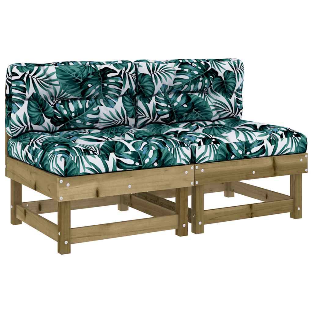 vidaXL Mittelsofas mit Kissen 2 Stk. Kiefernholz Imprägniert