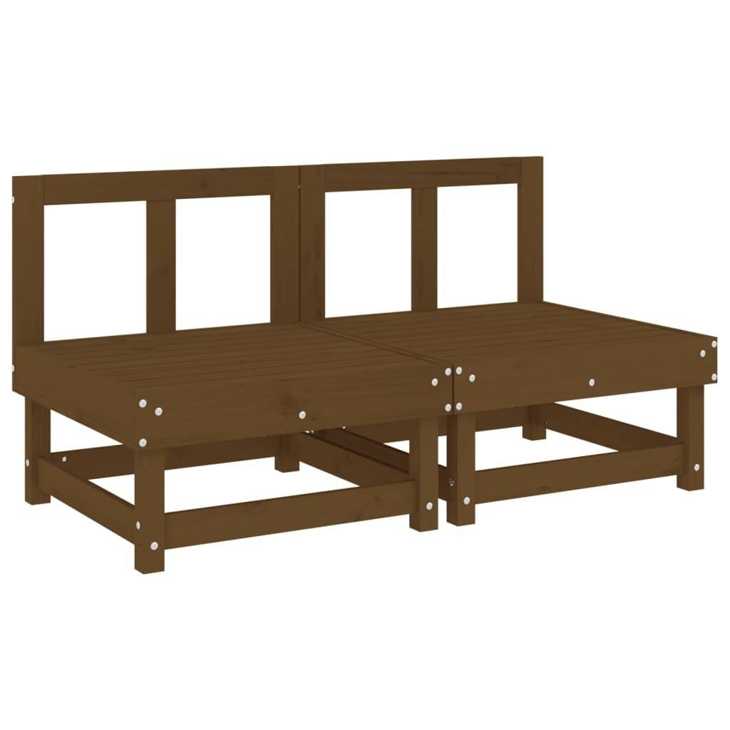 vidaXL Mittelsofas mit Kissen 2 Stk. Honigbraun Massivholz Kiefer