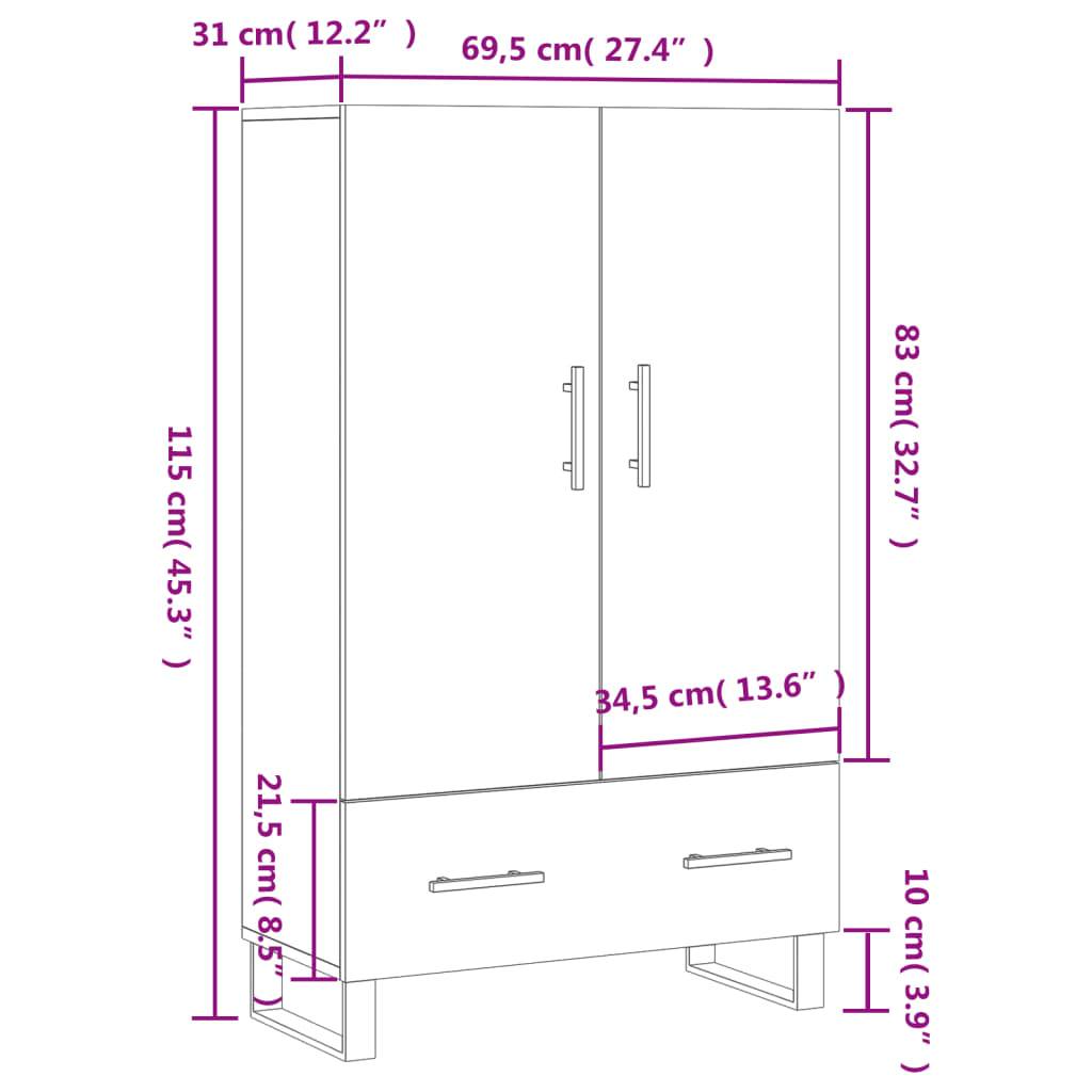 vidaXL Highboard Sonoma-Eiche 69,5x31x115 cm Holzwerkstoff