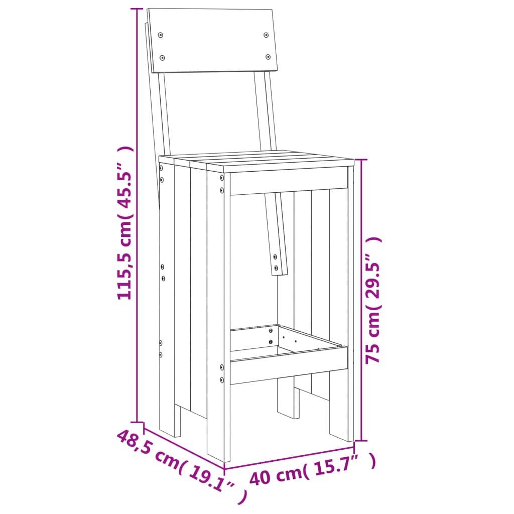 vidaXL Barhocker 2 Stk. Honigbraun 40x48,5x115,5 cm Massivholz Kiefer