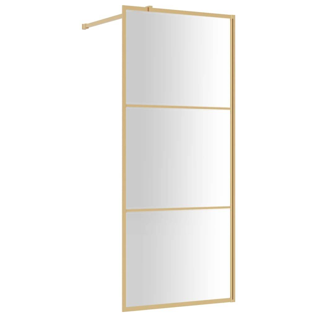 vidaXL Duschwand für Begehbare Dusche mit ESG Klarglas Golden 80x195cm