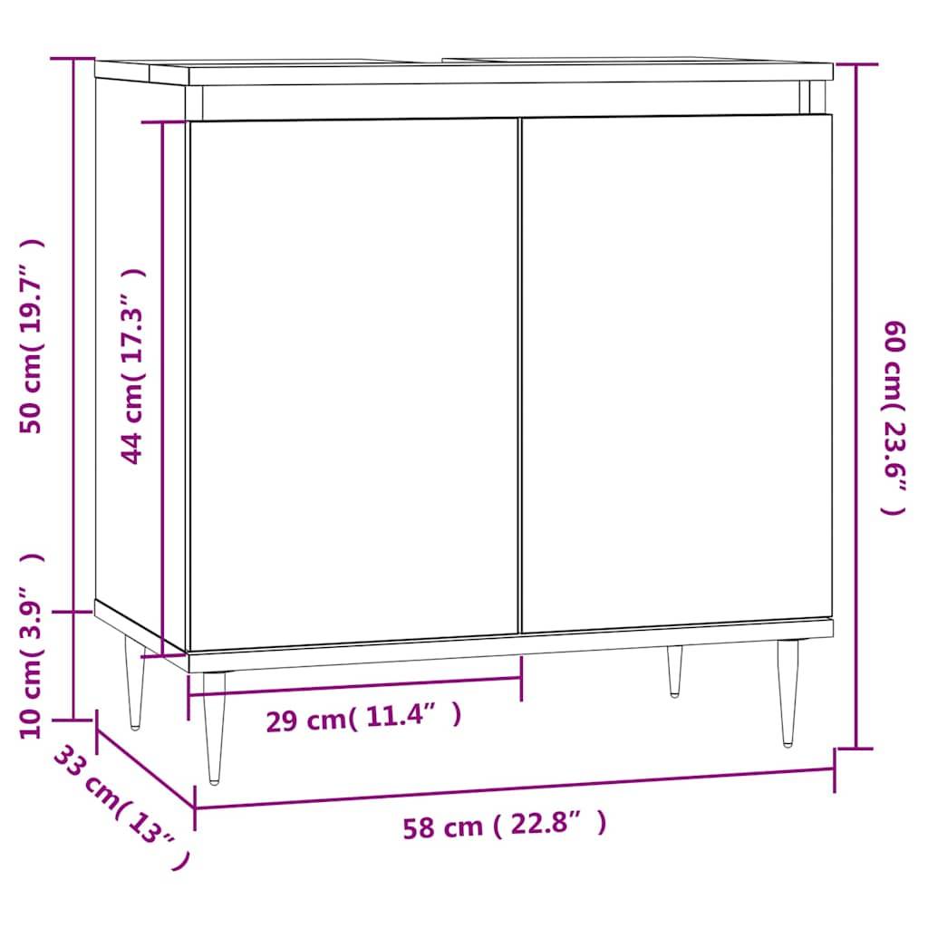 vidaXL Badezimmerschrank Weiß 58x33x60 cm Holzwerkstoff