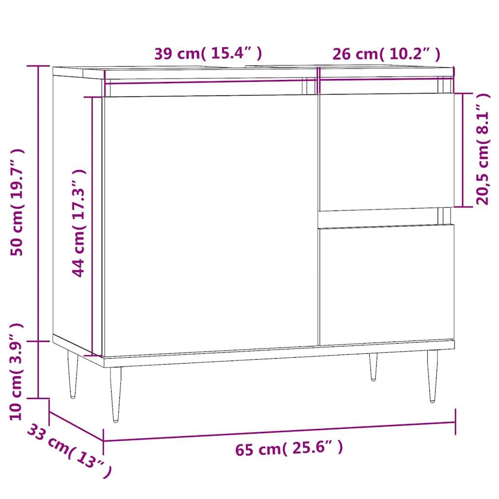 vidaXL Badschrank Weiß 65x33x60 cm Holzwerkstoff
