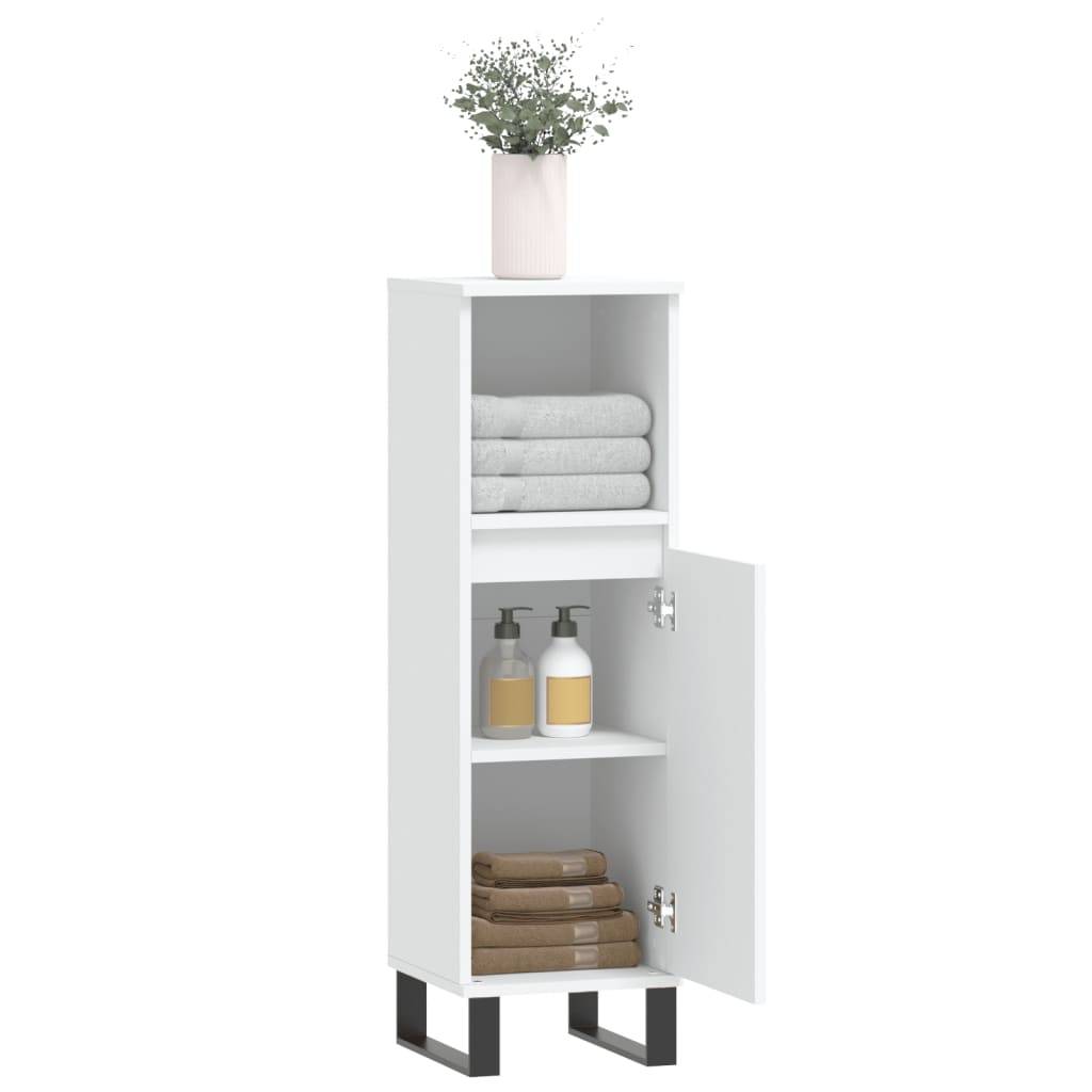 vidaXL Badschrank Weiß 30x30x100 cm Holzwerkstoff