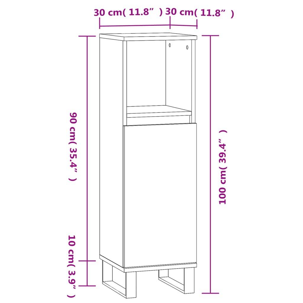 vidaXL Badschrank Weiß 30x30x100 cm Holzwerkstoff