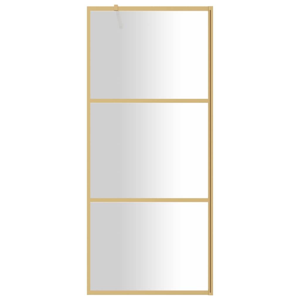 vidaXL Duschwand für Begehbare Dusche mit ESG Klarglas Golden 90x195cm