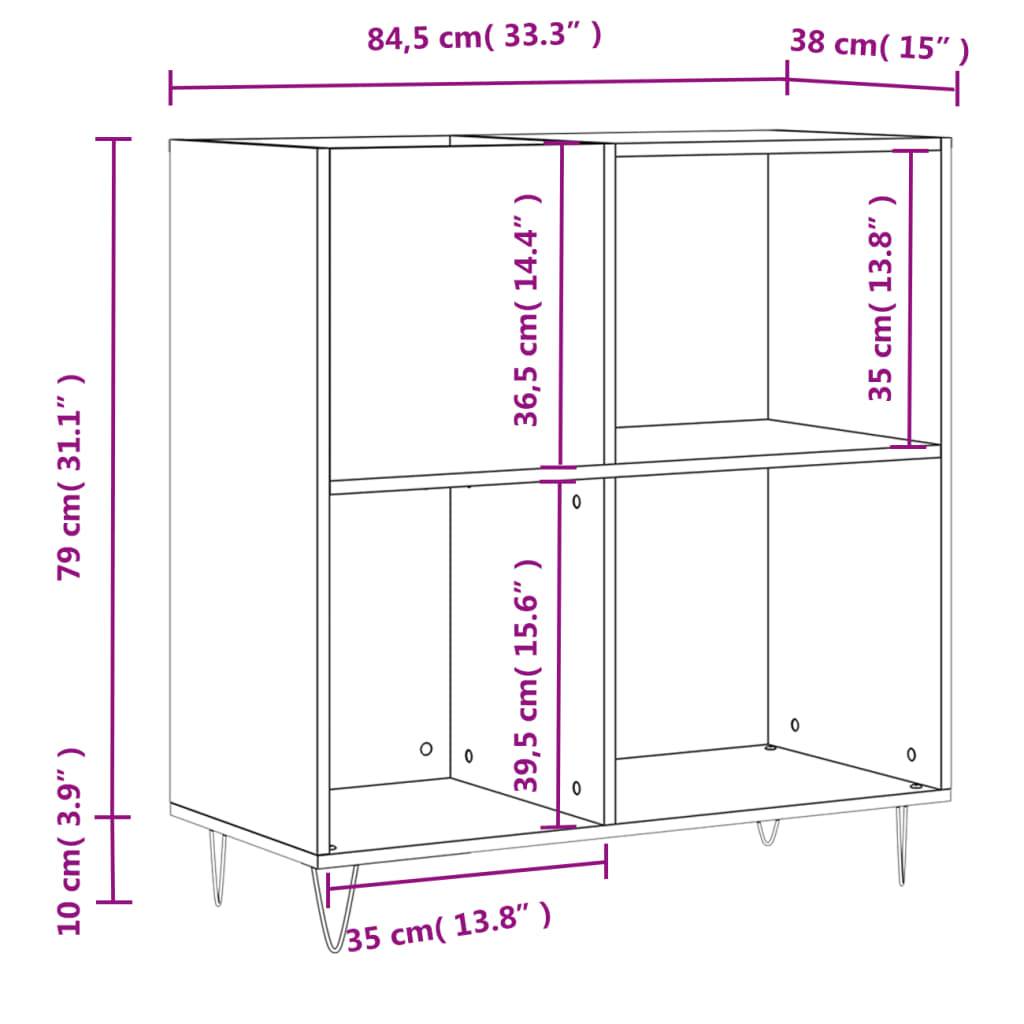vidaXL Plattenschrank Weiß 84,5x38x89 cm Holzwerkstoff