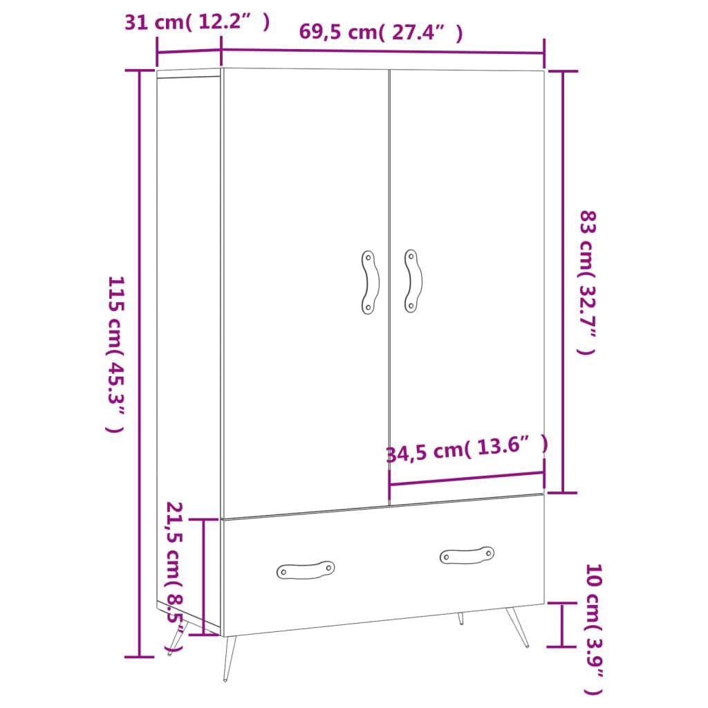 vidaXL Highboard Sonoma-Eiche 69,5x31x115 cm Holzwerkstoff