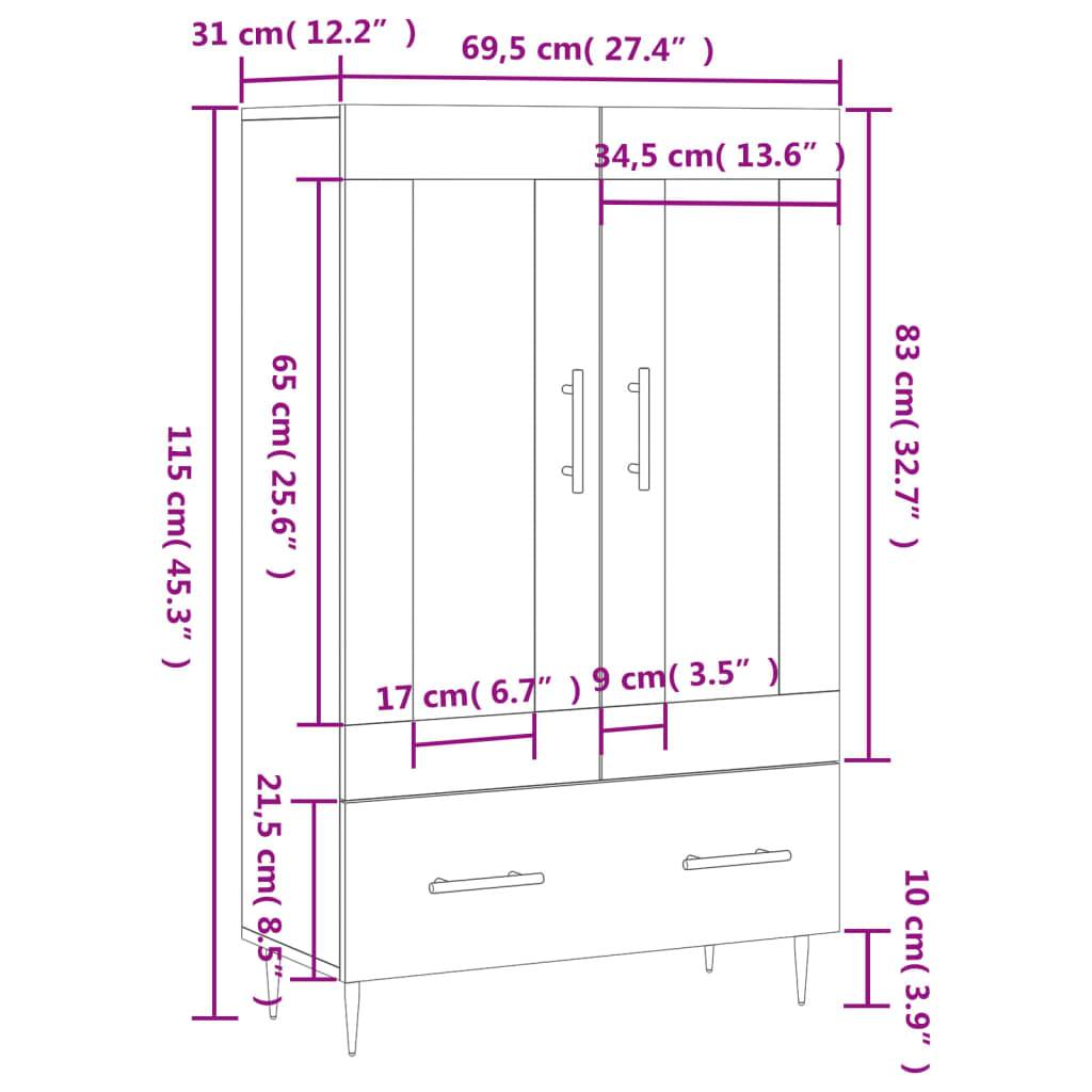 vidaXL Highboard Grau Sonoma 69,5x31x115 cm Holzwerkstoff