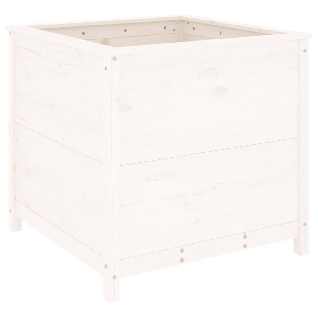 vidaXL Pflanzkübel Weiß 82,5x82,5x78 cm Massivholz Kiefer