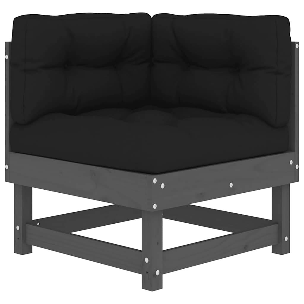 vidaXL Ecksofas mit Kissen 2 Stk. Grau Massivholz Kiefer