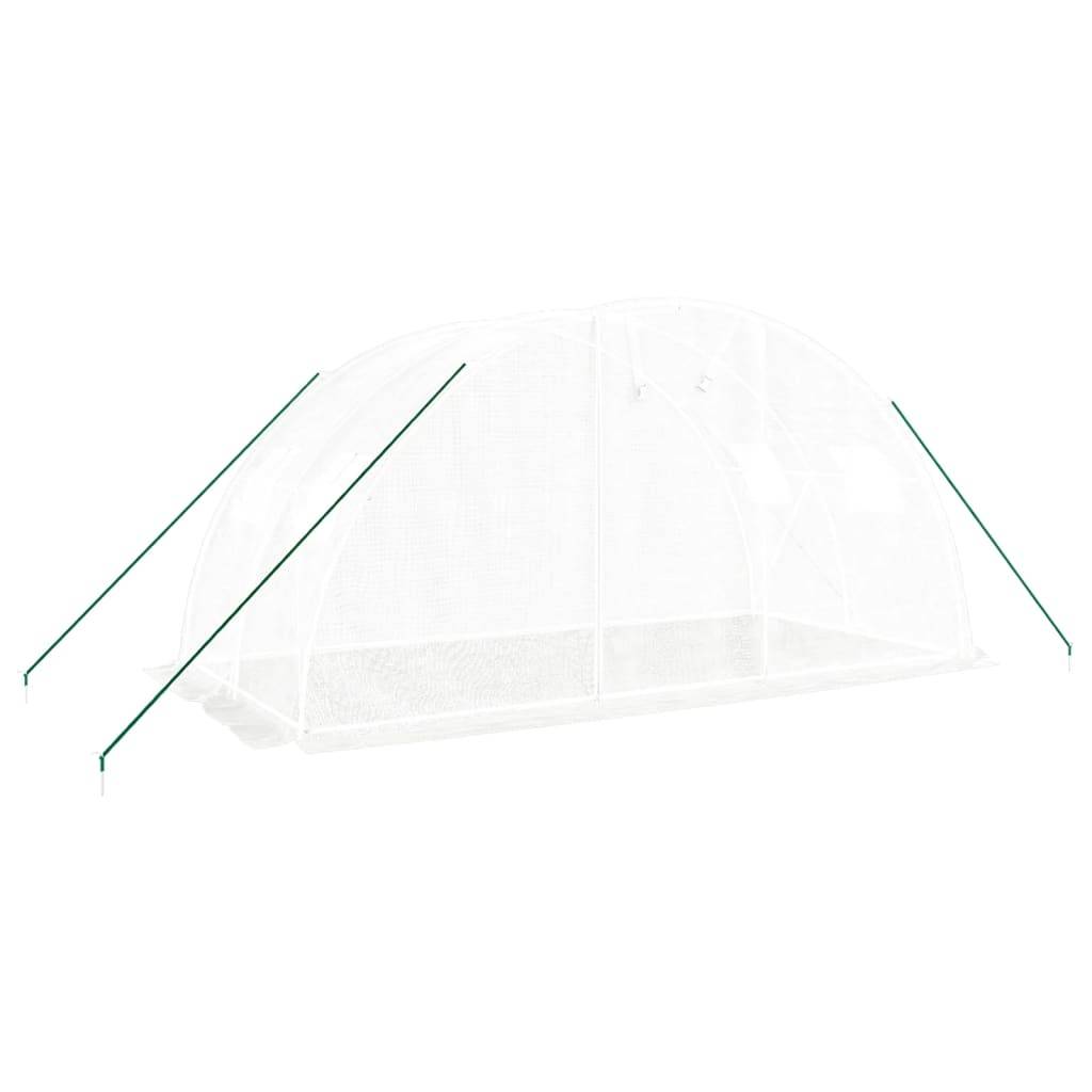 vidaXL Gewächshaus mit Stahlrahmen Weiß 8 m² 4x2x2 m