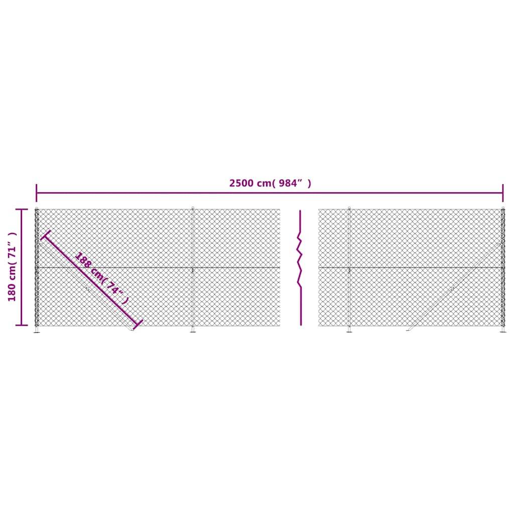 vidaXL Maschendrahtzaun mit Bodenflansch Grün 1,8x25 m