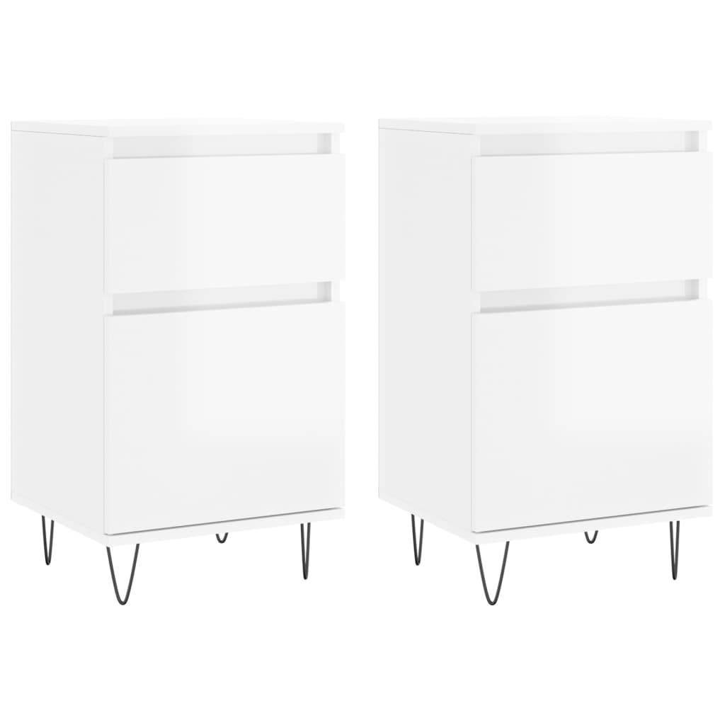 vidaXL Sideboards 2 Stk. Hochglanz-Weiß 40x35x70 cm Holzwerkstoff
