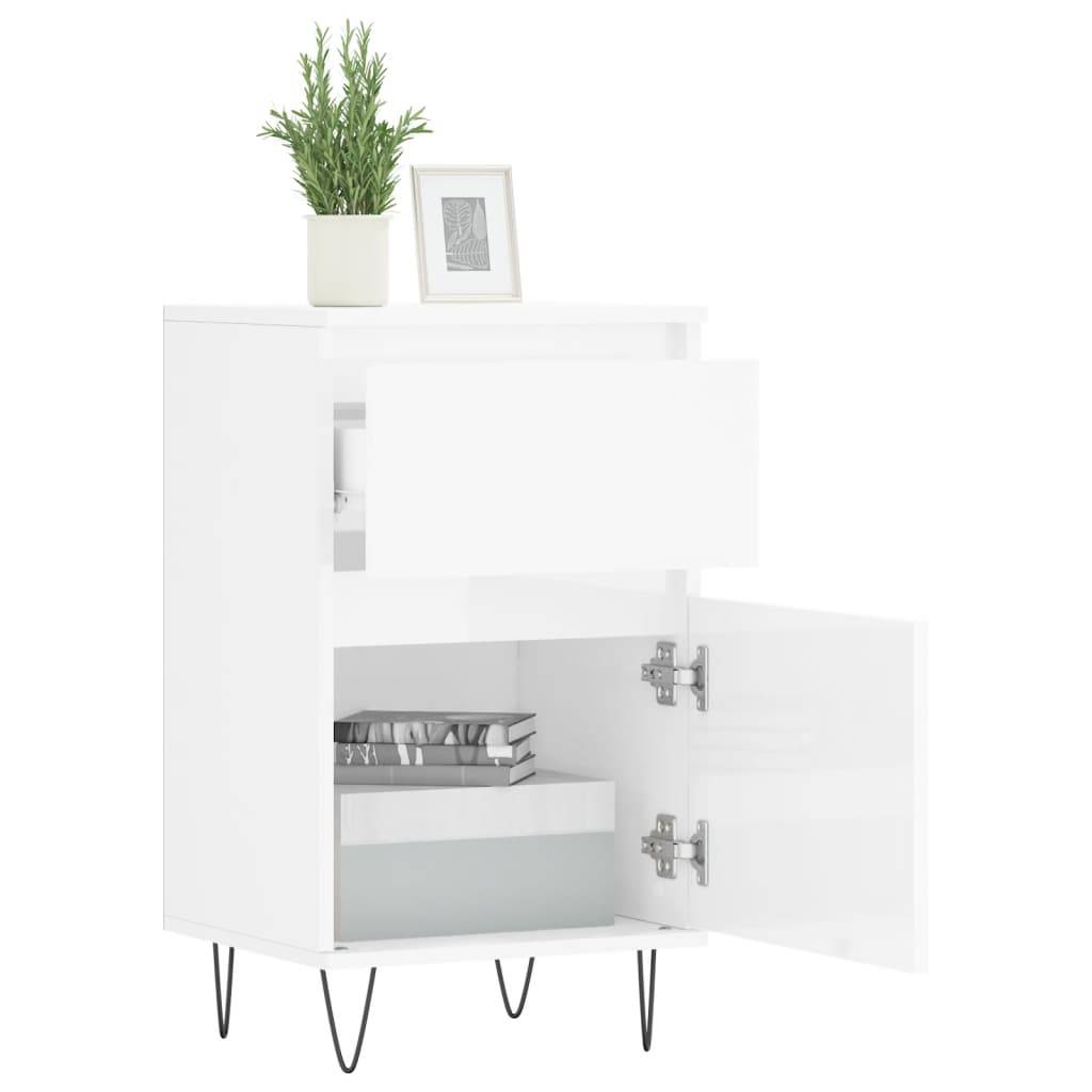 vidaXL Sideboards 2 Stk. Hochglanz-Weiß 40x35x70 cm Holzwerkstoff