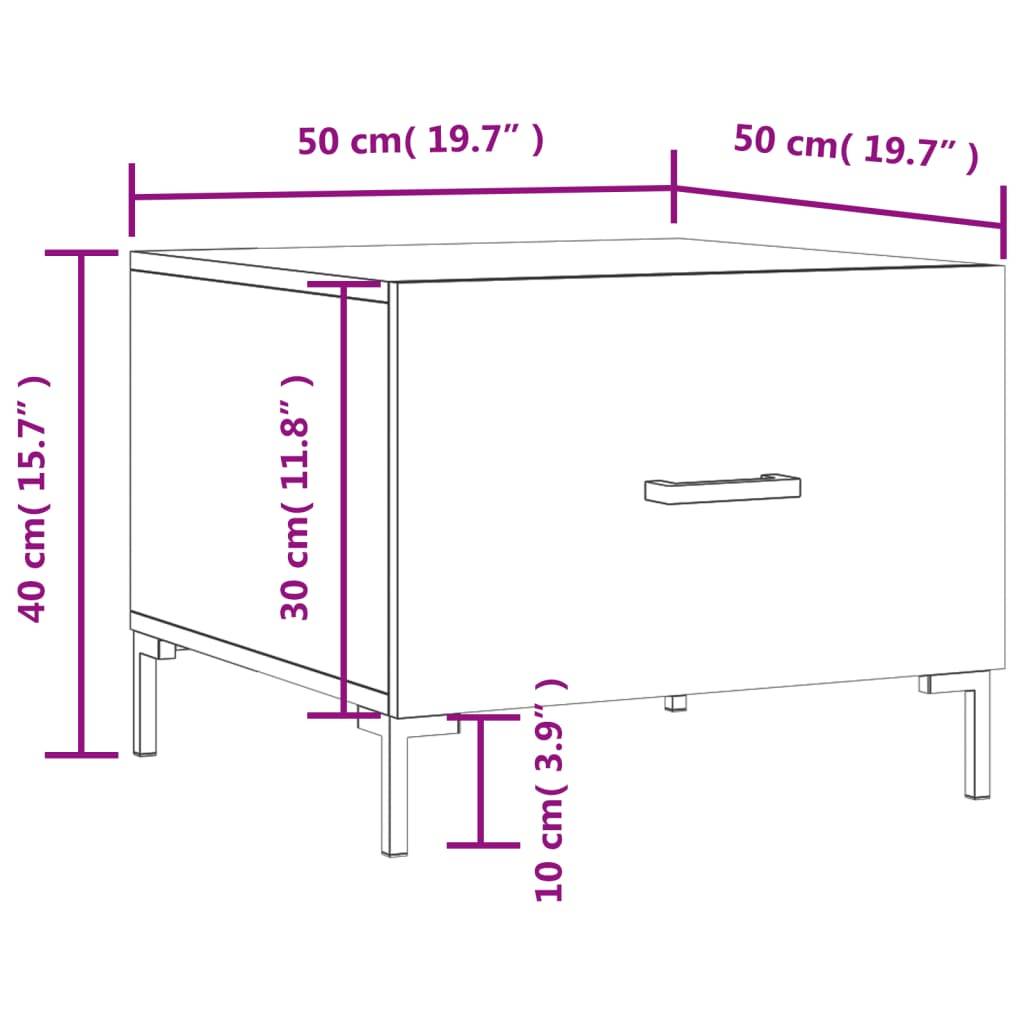 vidaXL Couchtische 2 Stk. Braun Eichen-Optik 50x50x40 cm Holzwerkstoff