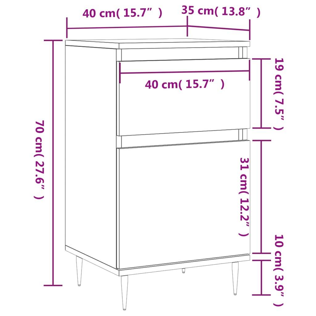 vidaXL Sideboards 2 Stk. Schwarz 40x35x70 cm Holzwerkstoff
