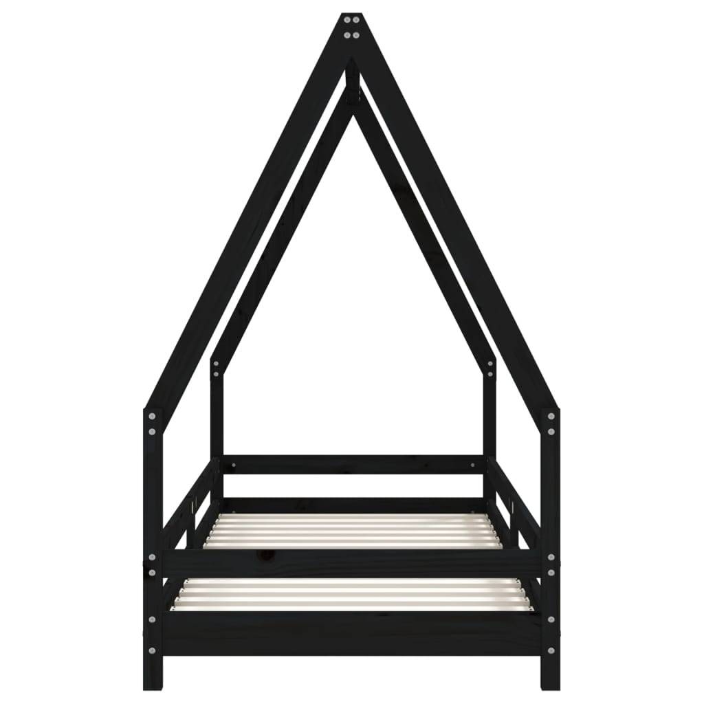vidaXL Kinderbett Schwarz 80x200 cm Massivholz Kiefer