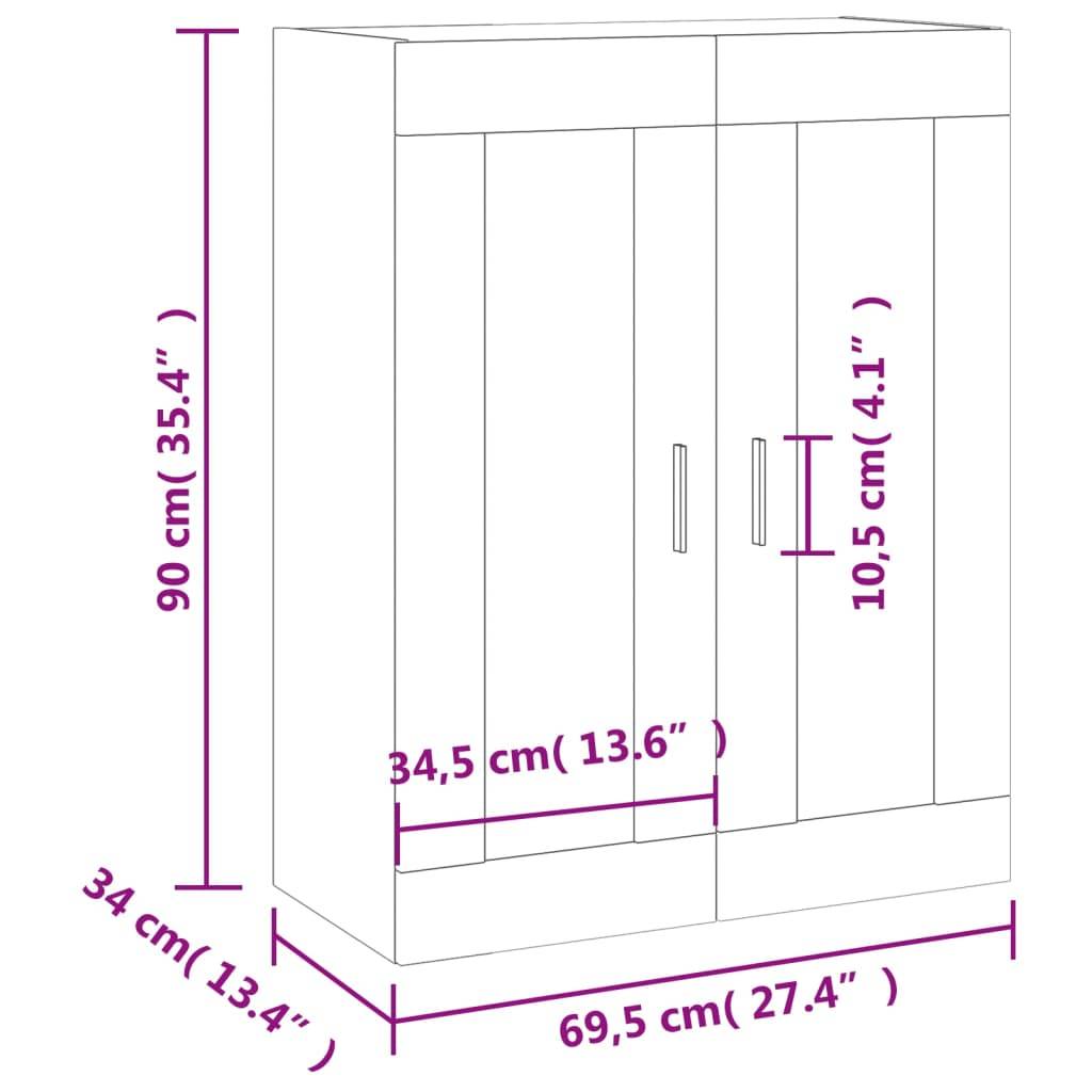 vidaXL Wandschrank Betongrau 69,5x34x90 cm