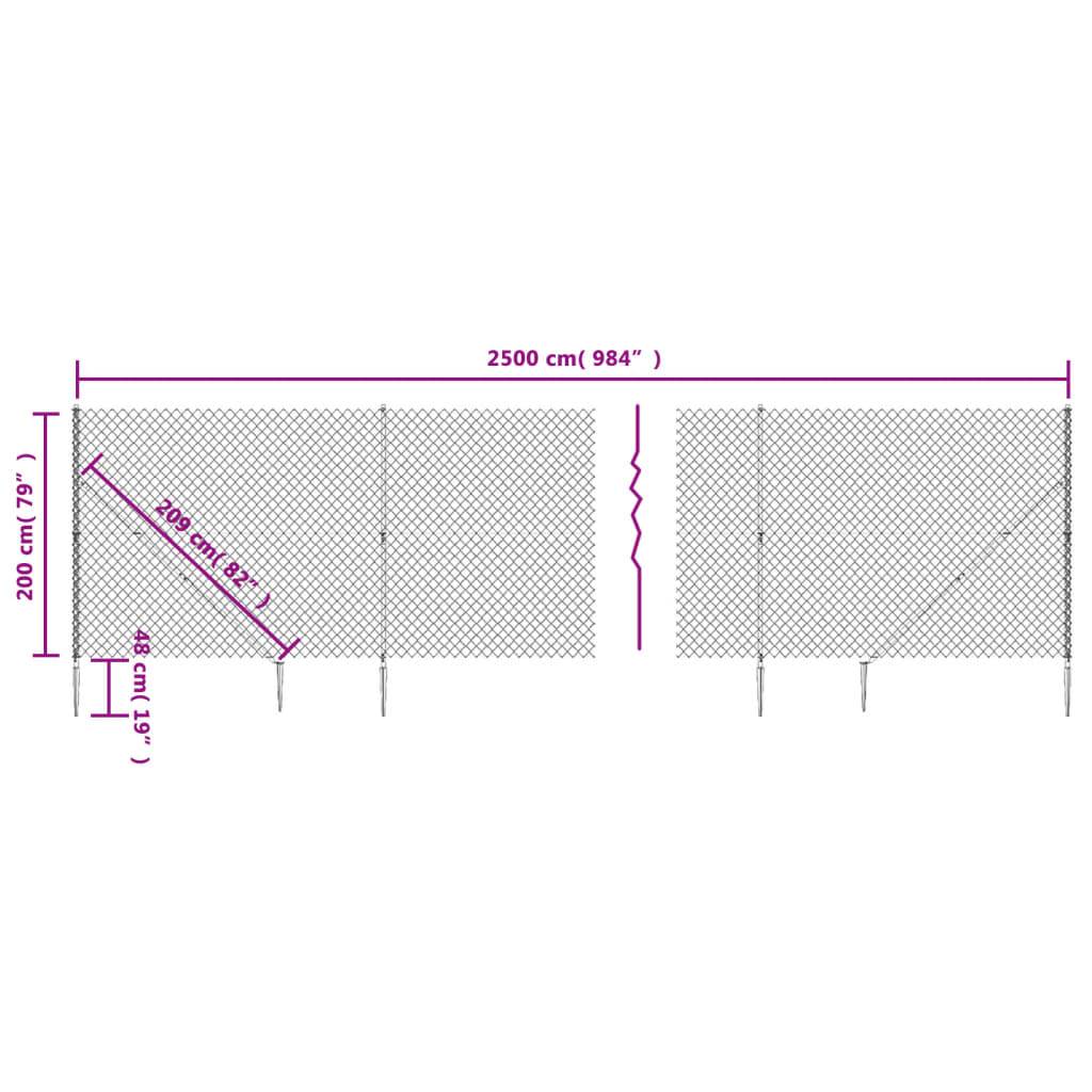 vidaXL Maschendrahtzaun mit Bodenhülsen Grün 2x25 m