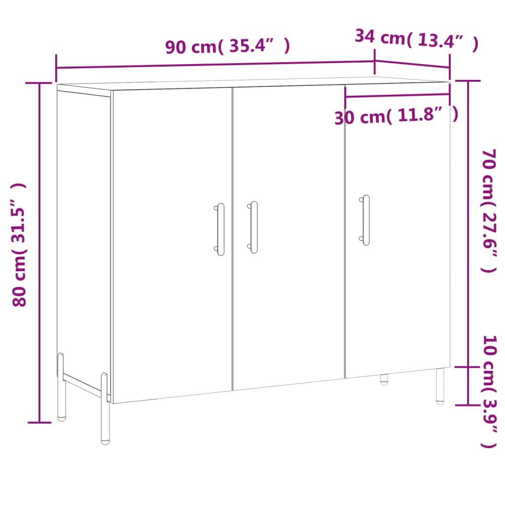 vidaXL Sideboard Sonoma-Eiche 90x34x80 cm Holzwerkstoff