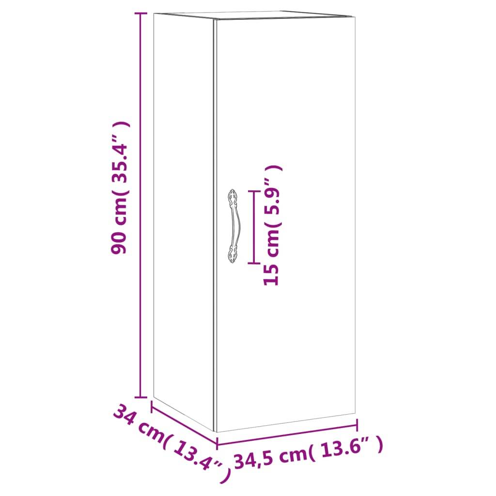 vidaXL Wandschrank Betongrau 34,5x34x90 cm Holzwerkstoff