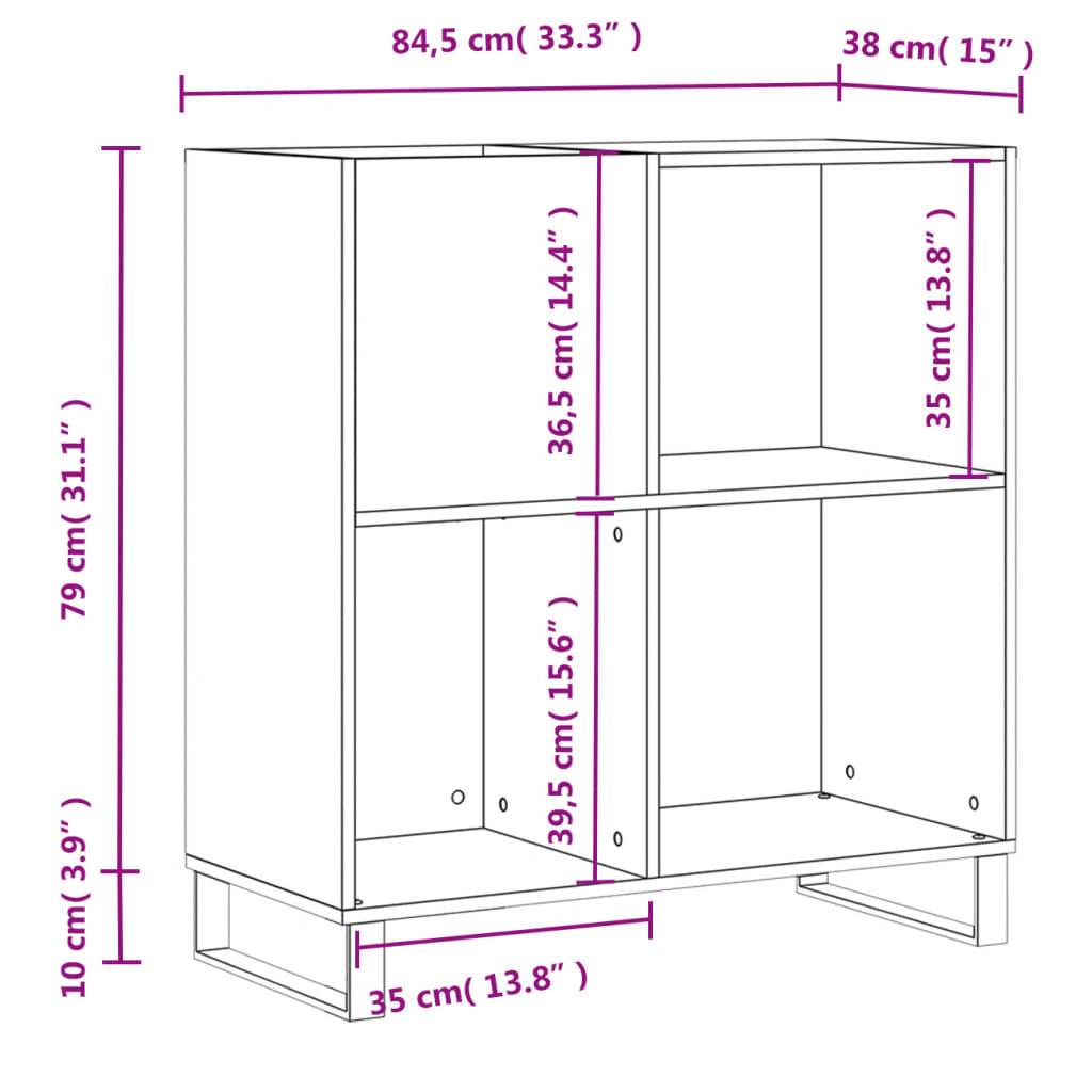 vidaXL Plattenschrank Räuchereiche 84,5x38x89 cm Holzwerkstoff