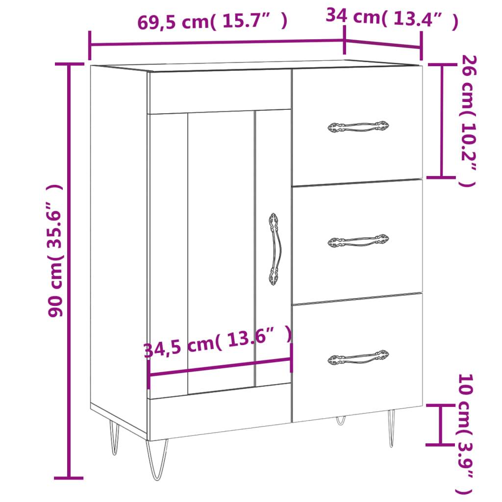 vidaXL Sideboard Sonoma-Eiche 69,5x34x90 cm Holzwerkstoff