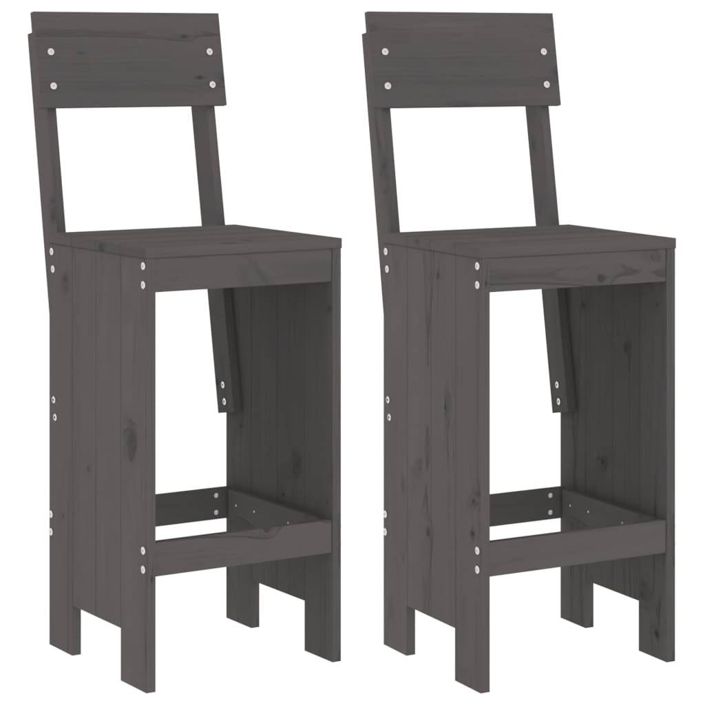 vidaXL Barhocker 2 Stk. Grau 40x48,5x115,5 cm Massivholz Kiefer
