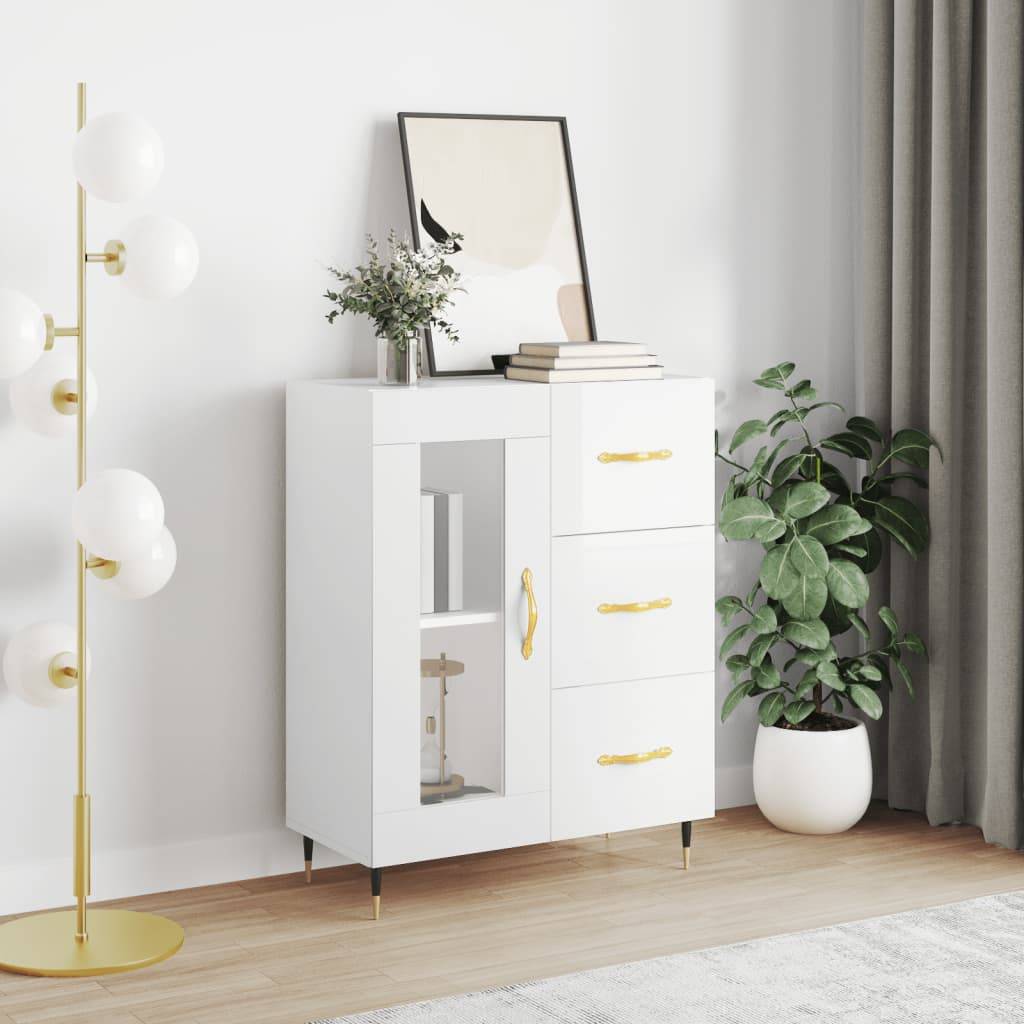 vidaXL Sideboard Hochglanz-Weiß 69,5x34x90 cm Holzwerkstoff