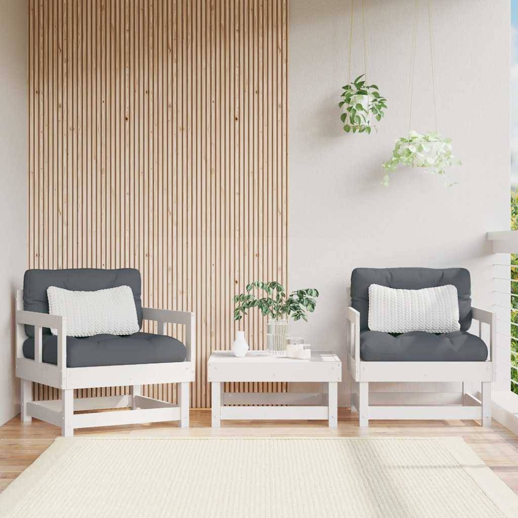 vidaXL Gartenstühle mit Kissen 2 Stk. Weiß Massivholz Kiefer