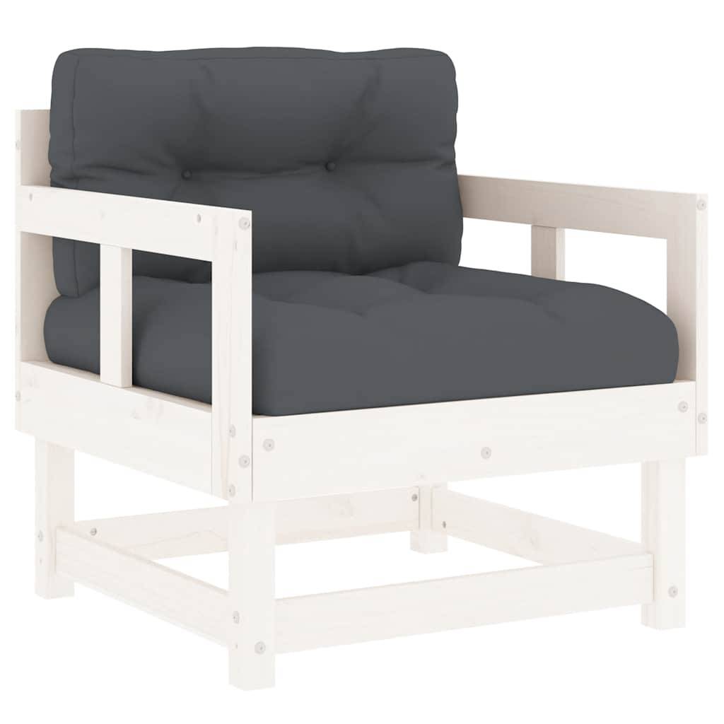 vidaXL Gartenstühle mit Kissen 2 Stk. Weiß Massivholz Kiefer