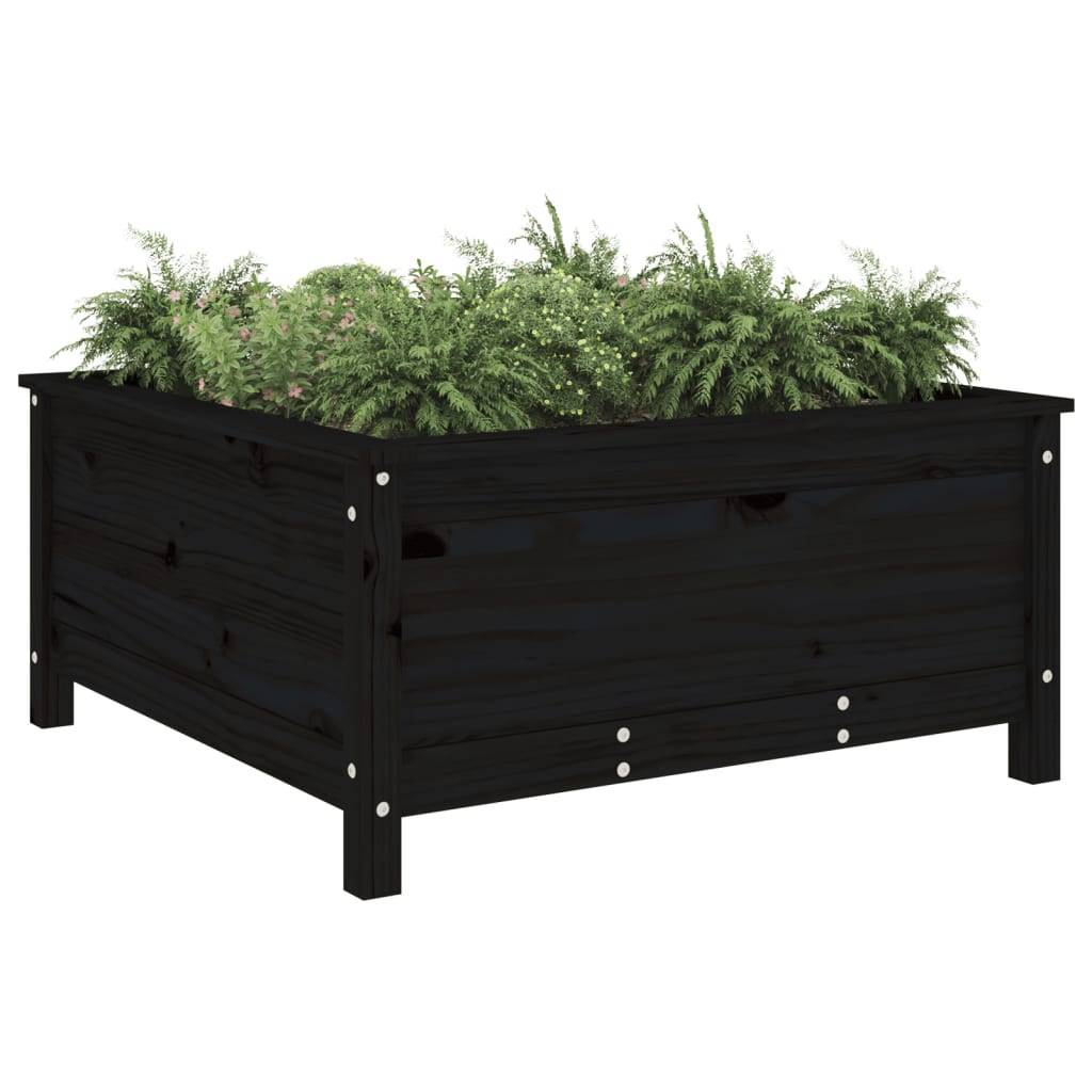 vidaXL Pflanzkübel Schwarz 82,5x82,5x39 cm Massivholz Kiefer