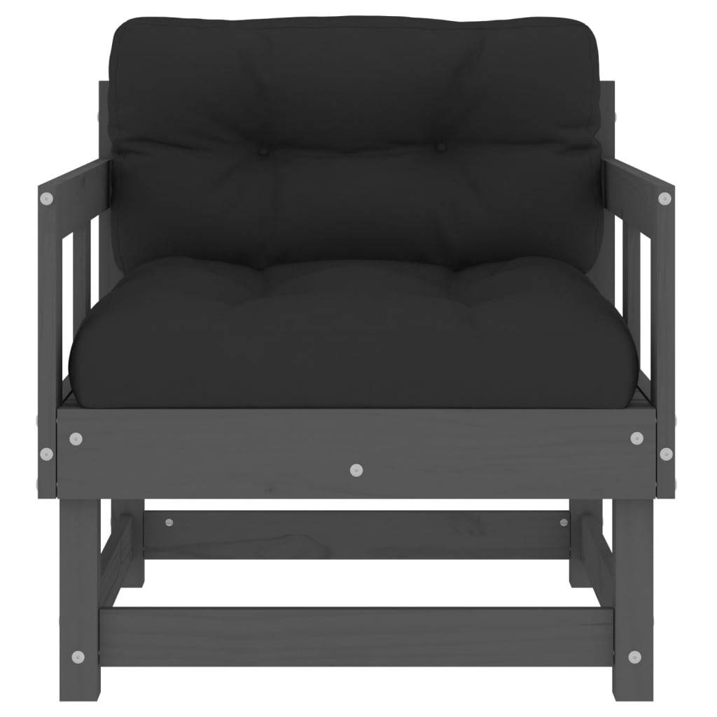 vidaXL Gartenstühle mit Kissen 2 Stk. Grau Massivholz Kiefer
