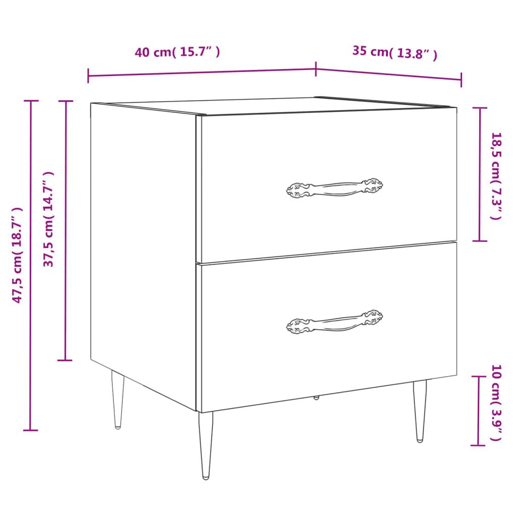 vidaXL Nachttische 2 Stk. Weiß 40x35x47,5 cm Holzwerkstoff