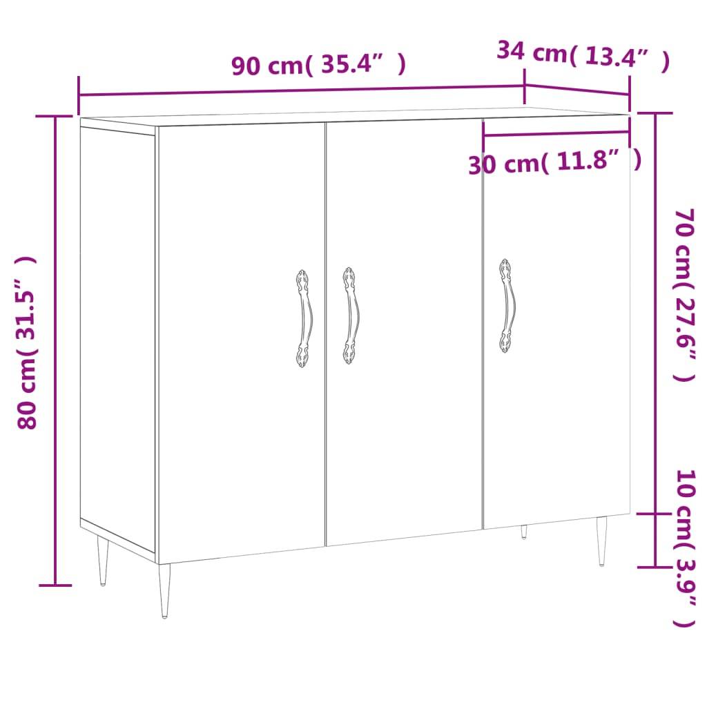vidaXL Sideboard Grau Sonoma 90x34x80 cm Holzwerkstoff
